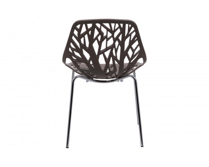 LeisureMod Asbury Modern Forest Design Dining Side Chair - Taupe