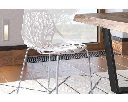 LeisureMod Asbury Modern Forest Design Dining Side Chair - White