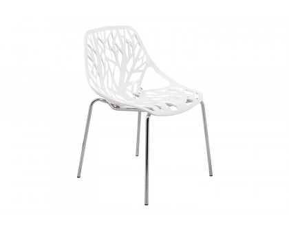 LeisureMod Asbury Modern Forest Design Dining Side Chair - White