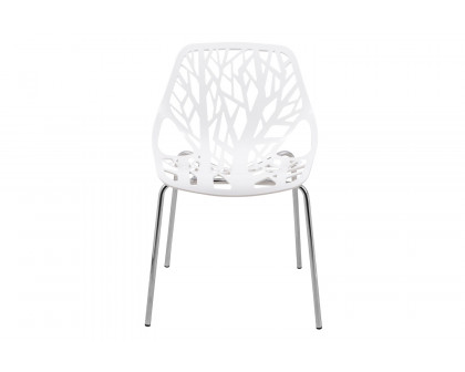 LeisureMod Asbury Modern Forest Design Dining Side Chair - White