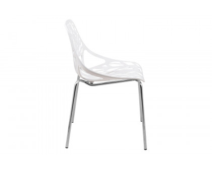 LeisureMod Asbury Modern Forest Design Dining Side Chair - White