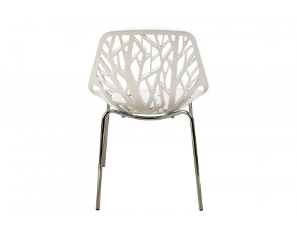 LeisureMod Asbury Modern Forest Design Dining Side Chair - White