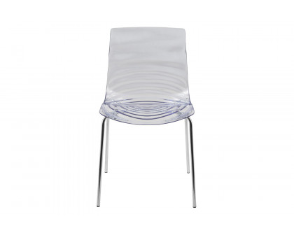 LeisureMod Astor Modern Water Drop Design Dining Side Chair - Clear