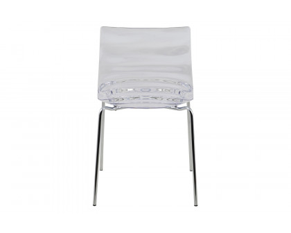 LeisureMod Astor Modern Water Drop Design Dining Side Chair - Clear