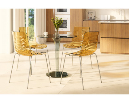 LeisureMod Astor Modern Water Drop Design Dining Side Chair - Orange