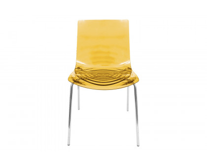 LeisureMod Astor Modern Water Drop Design Dining Side Chair - Orange