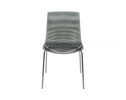 LeisureMod Astor Modern Water Drop Design Dining Side Chair - Transparent/Black