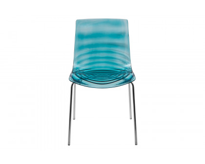 LeisureMod Astor Modern Water Drop Design Dining Side Chair - Transparent/Blue