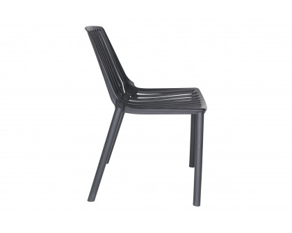 LeisureMod Acken Mid-Century Modern Plastic Dining Chair (Set Of 2) - Black