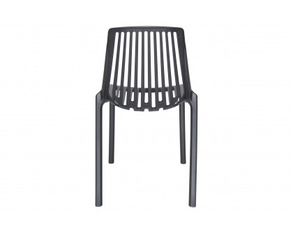 LeisureMod Acken Mid-Century Modern Plastic Dining Chair (Set Of 2) - Black