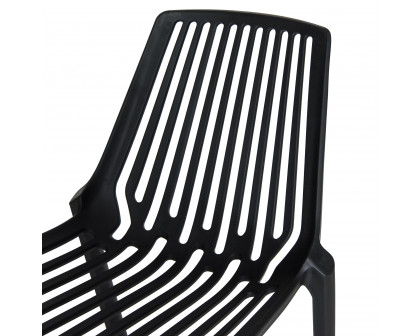 LeisureMod Acken Mid-Century Modern Plastic Dining Chair (Set Of 2) - Black