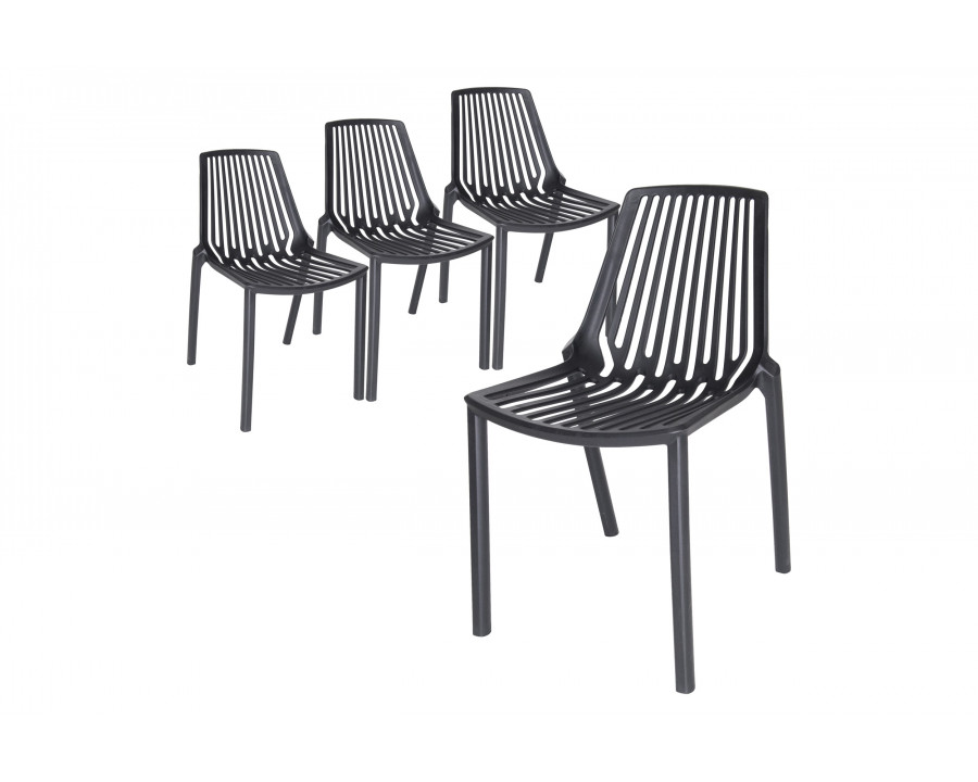 LeisureMod Acken Mid-Century Modern Plastic Dining Chair (Set Of 4) - Black