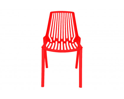 LeisureMod Acken Mid-Century Modern Plastic Dining Chair - Red