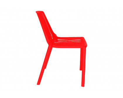 LeisureMod Acken Mid-Century Modern Plastic Dining Chair - Red