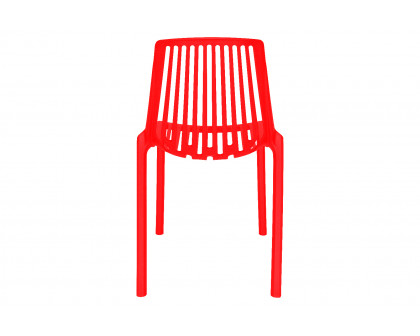 LeisureMod Acken Mid-Century Modern Plastic Dining Chair - Red