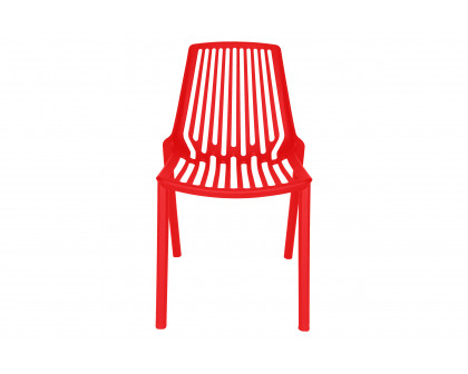 LeisureMod Acken Mid-Century Modern Plastic Dining Chair (Set Of 2) - Red