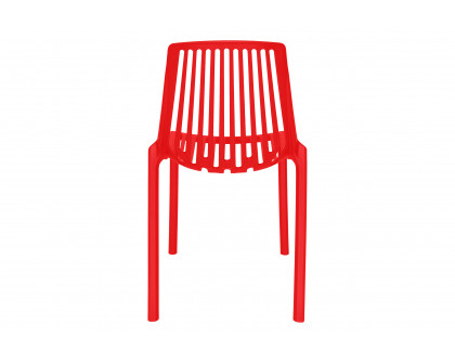 LeisureMod Acken Mid-Century Modern Plastic Dining Chair (Set Of 2) - Red