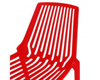 LeisureMod Acken Mid-Century Modern Plastic Dining Chair (Set Of 2) - Red