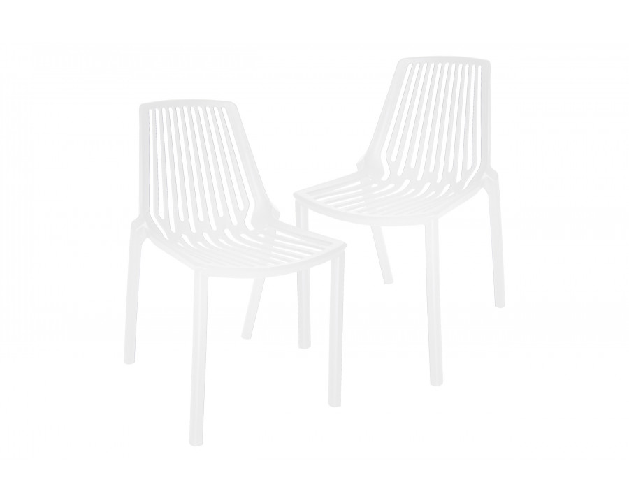 LeisureMod Acken Mid-Century Modern Plastic Dining Chair (Set Of 2) - White