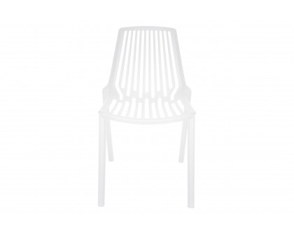 LeisureMod Acken Mid-Century Modern Plastic Dining Chair (Set Of 2) - White