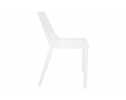 LeisureMod Acken Mid-Century Modern Plastic Dining Chair (Set Of 2) - White