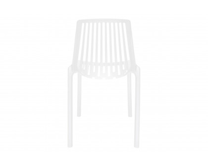 LeisureMod Acken Mid-Century Modern Plastic Dining Chair (Set Of 2) - White