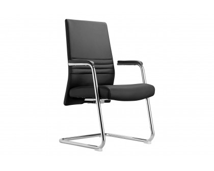 LeisureMod Aleen Mid-Century Modern Office Chair with Upholstered Seat and Metal Armrest