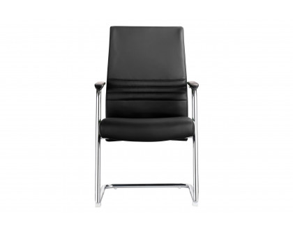 LeisureMod Aleen Mid-Century Modern Office Chair with Upholstered Seat and Metal Armrest - Black