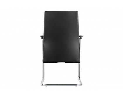 LeisureMod Aleen Mid-Century Modern Office Chair with Upholstered Seat and Metal Armrest - Black