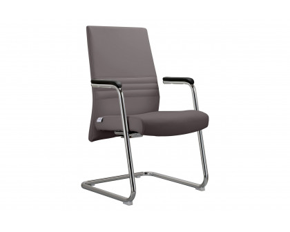 LeisureMod Aleen Mid-Century Modern Office Chair with Upholstered Seat and Metal Armrest