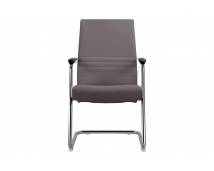 LeisureMod Aleen Mid-Century Modern Office Chair with Upholstered Seat and Metal Armrest - Gray