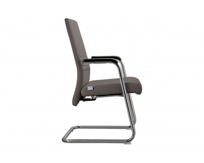 LeisureMod Aleen Mid-Century Modern Office Chair with Upholstered Seat and Metal Armrest - Gray