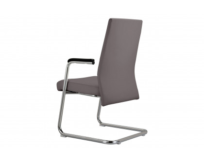 LeisureMod Aleen Mid-Century Modern Office Chair with Upholstered Seat and Metal Armrest - Gray