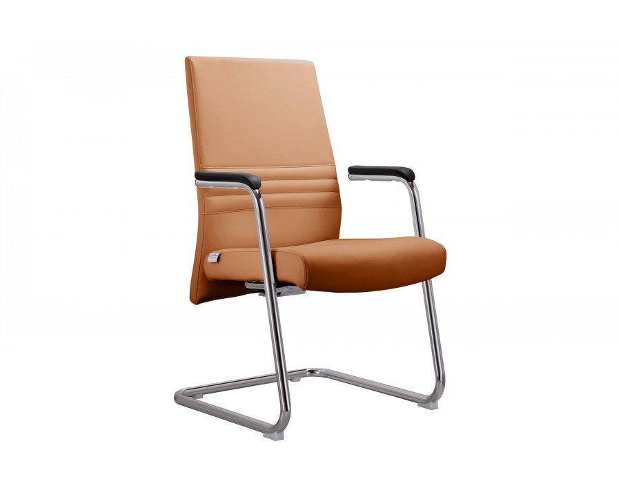 LeisureMod Aleen Mid-Century Modern Office Chair with Upholstered Seat and Metal Armrest