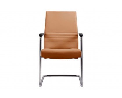 LeisureMod Aleen Mid-Century Modern Office Chair with Upholstered Seat and Metal Armrest