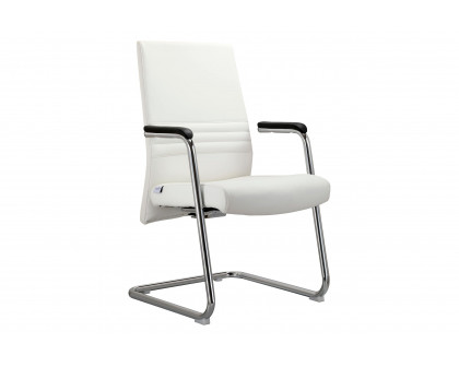 LeisureMod Aleen Mid-Century Modern Office Chair with Upholstered Seat and Metal Armrest