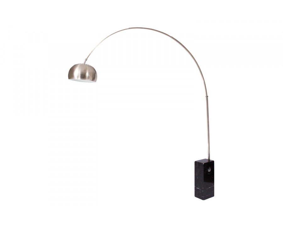 LeisureMod Arco Modern Floor Lamp with Marble Cube Base