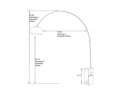 LeisureMod Arco Modern Floor Lamp with Marble Cube Base - White