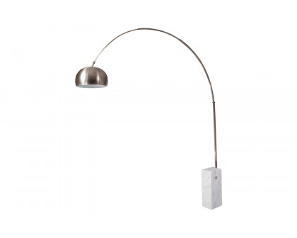 LeisureMod - Arco Modern Floor Lamp with Marble Cube Base