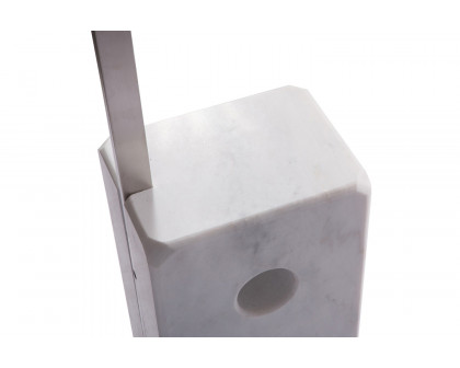 LeisureMod Arco Modern Floor Lamp with Marble Cube Base - White