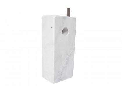 LeisureMod Arco Modern Floor Lamp with Marble Cube Base - White