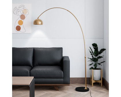 LeisureMod - Arco Modern Arched Floor Lamp with Black Round Marble Base