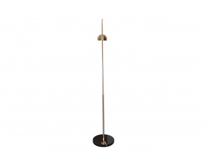 LeisureMod Arco Modern Arched Floor Lamp with Black Round Marble Base - Gold