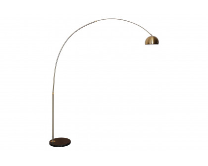 LeisureMod Arco Modern Arched Floor Lamp with Black Round Marble Base - Gold