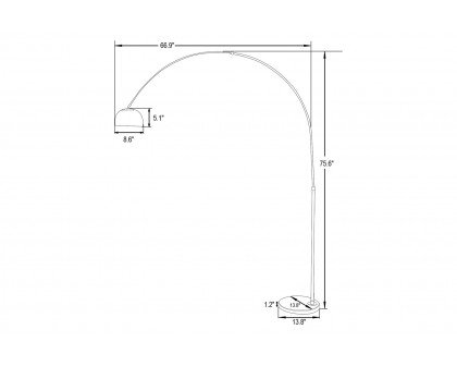 LeisureMod Arco Modern Arched Floor Lamp with Black Round Marble Base - Gold