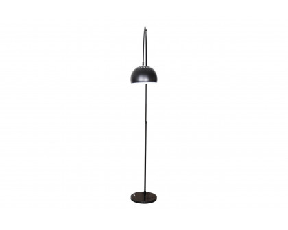 LeisureMod Arco Modern Arched Floor Lamp with Black Round Marble Base - Black