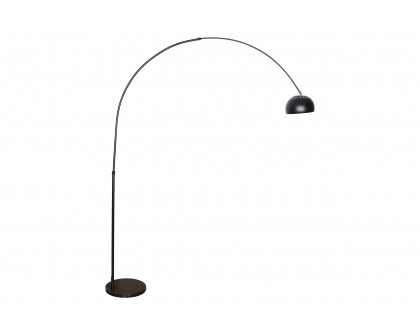 LeisureMod Arco Modern Arched Floor Lamp with Black Round Marble Base - Black