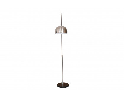 LeisureMod Arco Modern Arched Floor Lamp with Black Round Marble Base - Silver