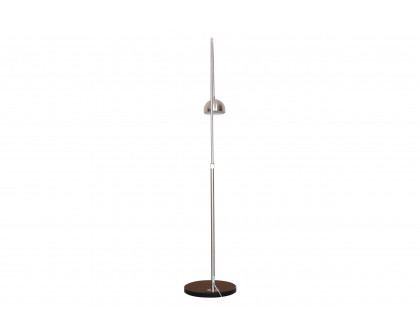 LeisureMod Arco Modern Arched Floor Lamp with Black Round Marble Base - Silver