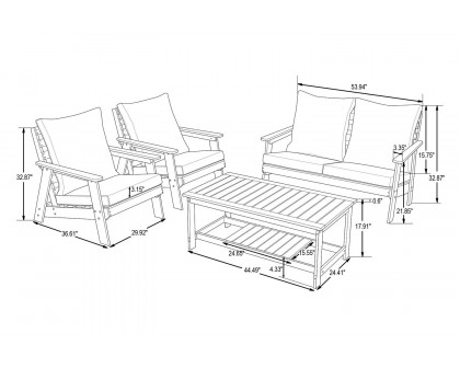 LeisureMod Alpine Modern Polystyrene 4-Peice Patio Conversation Set - Beige